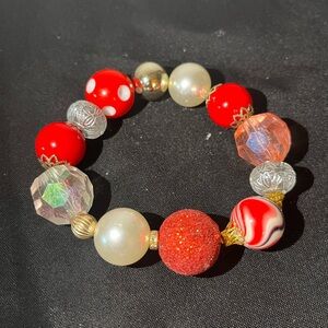 Elegant Red and Gold Beaded Bracelet